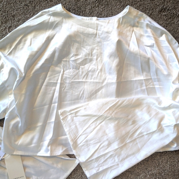 Commense Satin Raw Hem Tied Two Piece Skirt Set - Picture 7 of 11